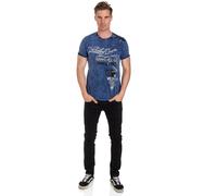 Oil-Washed T-Shirt mit Seitlicher Knopfleiste und Prints 3XL