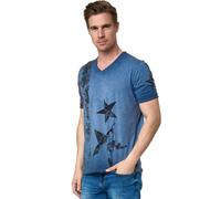 USA T-Shirt Stars and Stripes V-Ausschnitt im Used Look L