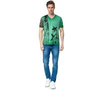 Herren T-Shirt USA Stars and Stripes V-Neck Regular Fit Rundhals Verwaschen S M L XL XXL 3XL 236, Farbe:Grün, Größe S-3XL:L