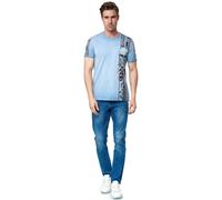 T-Shirt RUSTY NEAL, Herren, Gr. M, blau, 100% Baumwolle, bedruckt, casual, normal, Rundhals, Kurzarm, Shirts, im verwaschenen Look (14280605-M) blau