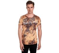 T-Shirt RUSTY NEAL, Herren, Gr. M, braun (camelfarben), 100% Baumwolle, bedruckt, normal, Rundhals, Shirts T-Shirt, mit toller Batik-Optik (18051206-M) camelfarben