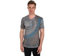 T-Shirt RUSTY NEAL, Herren, Gr. M, grau (anthrazit), 100% Baumwolle, bedruckt, normal, V-Ausschnitt, Shirts T-Shirt, mit Strasssteinen und Frontprint (12005068-M) anthrazit