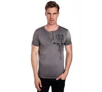 Oil-Washed T-Shirt mit Knopfleiste M