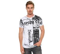 T-Shirt RUSTY NEAL, Herren, Gr. XL, schwarz-weiß (weiß), 100% Baumwolle, bedruckt, normal, Rundhals, Shirts T-Shirt, mit Allover-Print im Used-Look (26518800-XL) weiß
