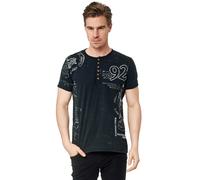 T-Shirt RUSTY NEAL, Jungen, Gr. M, schwarz-weiß (schwarz, weiß), 100% Baumwolle, bedruckt, normal, ohne Ausschnitt, Shirts T-Shirt, mit seitlichem Print (17606249-M) schwarz, weiß