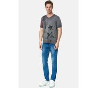 Herren T-Shirt USA Stars and Stripes V-Neck Regular Fit Rundhals Verwaschen S M L XL XXL 3XL 236, Farbe:Anthrazit, Größe:XL