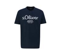 s.Oliver Herren Baumwoll-T-Shirt mit Logo-Print Dunkelblau Größe S