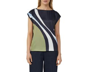 T-Shirt S.OLIVER BLACK LABEL, Damen, Gr. 36, blau, Web, Obermaterial: 93% Baumwolle, 7% Elasthan, bedruckt, relaxed fit taillenbedeckt, U-Boot-Ausschnitt, Shirts T-Shirt, mit Print (28774404-36) blau