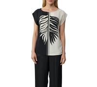 T-Shirt S.OLIVER BLACK LABEL, Damen, Gr. 40, schwarz-weiß (schwarz, weiß), Web, Obermaterial: 93% Baumwolle, 7% Elasthan, bedruckt, regular fit taillenbedeckt, U-Boot-Ausschnitt, Shirts T-Shirt, mit f