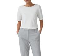 T-Shirt S.OLIVER BLACK LABEL, Damen, Gr. 40, weiß, Jersey, Obermaterial: 93% Baumwolle, 7% Elasthan, unifarben, casual, regular fit taillenbedeckt, Rundhals, Kurzarm, Shirts, mit Satindetail (82923601
