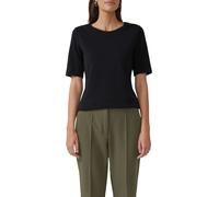 T-Shirt S.OLIVER BLACK LABEL, Damen, Gr. 42, schwarz, Jersey, Obermaterial: 93% Baumwolle, 7% Elasthan, unifarben, casual, regular fit taillenbedeckt, Rundhals, Kurzarm, Shirts, mit Satindetail (21706