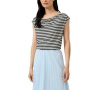 Viskoseshirt mit Wasserfall-Ausschnitt und Streifen 48 creme|schwarz 2177025.02G1.48