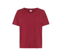 T-Shirt S.OLIVER, Damen, Gr. 36/38, rot (bordeaux), Single Jersey, Obermaterial: 50% Baumwolle, 50% Viskose, unifarben, Basic hüftlang, Rundhals, abgesteppte Kante, Shirts T-Shirt, mit kleinem Herzpri
