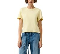 T-Shirt S.OLIVER, Damen, Gr. 40, gelb (vanilla), Jersey, Obermaterial: 100% Baumwolle, unifarben, gerade hüftbedeckend, Rundhals, abgesteppte Kante, Shirts T-Shirt, Sommershirt unifarben (23020051-40)