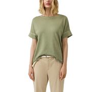 T-Shirt S.OLIVER, Damen, Gr. 40, khaki, Web, Obermaterial: 100% Baumwolle, unifarben, relaxed fit normal, Rundhals, Bündchen, Shirts T-Shirt, mit offenem Saum (56533706-40)