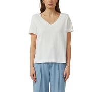 Flammgarn-T-Shirt mit Ausschnitt-Detail 44 weiß 2176253.0100.44