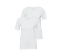 T-Shirt S.OLIVER, Damen, Gr. 46, 2x weiß, Jersey, Obermaterial: 100% Baumwolle, unifarben, slim fit hüftbedeckend, Rundhals, Shirts T-Shirt, aus Interlockjersey im 2er-Pack (76595259-46) 2x weiß