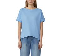 T-Shirt S.OLIVER, Damen, Gr. 46, blau, Web, Obermaterial: 100% Baumwolle, unifarben, relaxed fit normal, Rundhals, Bündchen, Shirts T-Shirt, mit offenem Saum (23753826-46) blau