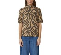 T-Shirt S.OLIVER, Damen, Gr. 46, braun beige, Web, Obermaterial: 82% Viskose, 15% Polyester, 3% Elasthan, bedruckt, regular fit normal, ohne Ausschnitt, Shirts T-Shirt, mit All-Over Print (26239820-46
