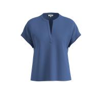 T-Shirt S.OLIVER, Damen, Gr. 46, dusty blau, Web, Obermaterial: 98% Polyester, 2% Elasthan, unifarben, relaxed fit taillenbedeckt, V-Ausschnitt, Shirts T-Shirt, mit überschnittenen Schultern (99268619