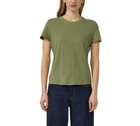 T-Shirt S.OLIVER, Damen, Gr. 46, summer khaki, Web, Obermaterial: 50% Baumwolle, 50% Leinen, unifarben, regular fit normal, Rundhals, gerader Abschluss, Shirts T-Shirt, mit Rippblende (85350153-46) su