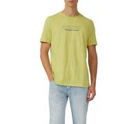 T-Shirt S.OLIVER, Damen, Gr. XL, grün, Jersey, Obermaterial: 60% Baumwolle, 40% Polyester, bedruckt, meliert, regular fit taillenbedeckt, Rundhals, Shirts T-Shirt, mit Frontprint (41928032-XL) grün