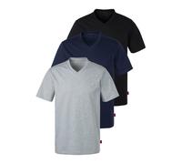T-Shirt S.OLIVER, Herren, Gr. L, blau (grau, meliert, navy, schwarz), Jersey, Obermaterial: 100% Baumwolle, unifarben, Basic, bequem hüftbedeckend, V-Ausschnitt, abgesteppte Kante, Shirts T-Shirt, in