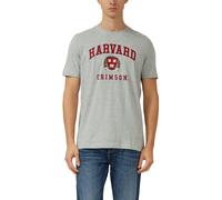 T-Shirt S.OLIVER, Herren, Gr. M, graumelange, Single Jersey, Obermaterial: 90% Baumwolle, 10% Viskose, gerade hüftbedeckend, Rundhals, Shirts T-Shirt, mit plakativem Druck (98468836-M) graumelange