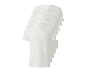 T-Shirt S.OLIVER, Herren, Gr. XL, weiß, Jersey, Obermaterial: 100% Baumwolle, unifarben, normal hüftbedeckend, Rundhals, Shirts T-Shirt, 5er Pack mit Rundhals (86038166-XL) weiß