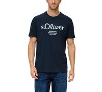 T-Shirt S.OLIVER, Herren, Gr. XXL, blau, Single Jersey, Obermaterial: 100% Baumwolle, bedruckt, regular fit hüftlang, Rundhals, abgesteppte Kante, Shirts T-Shirt, mit Logo-Print (81213432-XXL) blau