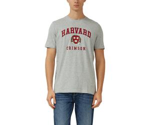 T-Shirt S.OLIVER, Jungen, Gr. M, graumelange, Single Jersey, Obermaterial: 90% Baumwolle, 10% Viskose, gerade hüftbedeckend, Rundhals, Shirts T-Shirt, mit plakativem Druck (98468836-M) graumelange