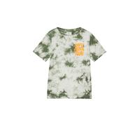 T-Shirt S.OLIVER JUNIOR, Jungen, Gr. 116/122, grün (khaki), Jersey, Obermaterial: 100% Baumwolle, bedruckt, regular fit taillenbedeckt, Rundhals, gerader Abschluss, Shirts T-Shirt, mit Batikmuster (75