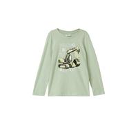 T-Shirt S.OLIVER JUNIOR, Jungen, Gr. 140, light khaki, Jersey, Obermaterial: 100% Baumwolle, bedruckt, normal hüftbedeckend, Rundhals, Shirts T-Shirt, mit Frontprint, für Boys (69304443-140)
