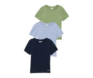T-Shirt S.OLIVER JUNIOR, Mädchen, Gr. 104/110, blau, grün, navy, Jersey, Obermaterial: 100% Baumwolle, unifarben, regular fit normal, Rundhals, gerader Abschluss, Shirts T-Shirt, mit Rundhalsausschnit