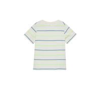 T-Shirt S.OLIVER JUNIOR, Mädchen, Gr. 116/122, weiß (beige stripe), Jersey, Obermaterial: 98% Baumwolle, 2% Polyester, gestreift, normal hüftbedeckend, Rundhals, abgesteppte Kante, Shirts T-Shirt, Ger