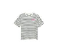 T-Shirt S.OLIVER JUNIOR, Mädchen, Gr. 134/140, blau (navy knitted stripe), Jersey, Obermaterial: 60% Viskose, 35% Polyamid, 5% Elasthan, gestreift, regular fit taillenbedeckt, Rundhals, gerader Abschl