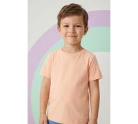 T-Shirt S.OLIVER JUNIOR, Mädchen, Gr. 140, grün, orange, lila, Jersey, Obermaterial: 100% Baumwolle, unifarben, regular fit normal, Rundhals, gerader Abschluss, Shirts T-Shirt, mit Rundhalsausschnitt