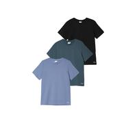 T-Shirt S.OLIVER JUNIOR, Mädchen, Gr. 140, schwarz, anthra, graublau, Jersey, Obermaterial: 100% Baumwolle, unifarben, normal hüftbedeckend, Rundhals, Shirts T-Shirt, 3er Pack, unifarben und unisex (9
