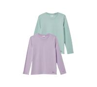 T-Shirt S.OLIVER JUNIOR, Mädchen, Gr. 152, lila, light grün, Jersey, Obermaterial: 100% Baumwolle, unifarben, normal hüftbedeckend, Rundhals, Shirts T-Shirt, 2er Pack, Unisex (18266545-152) lila, ligh
