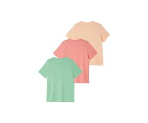 T-Shirt S.OLIVER JUNIOR, Mädchen, Gr. 176, grün, orange, pink, Jersey, Obermaterial: 100% Baumwolle, unifarben, normal hüftbedeckend, Rundhals, Shirts T-Shirt, 3er Pack, unifarben und unisex (30628941