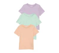 T-Shirt S.OLIVER JUNIOR, Mädchen, Gr. 92/98, grün, orange, lila, Jersey, Obermaterial: 100% Baumwolle, unifarben, regular fit normal, Rundhals, gerader Abschluss, Shirts T-Shirt, mit Rundhalsausschnit