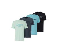 T-Shirt S.OLIVER "T-Shirt Logo T-Shirt 4er Pack", Herren, Gr. L, bunt (türkis, dunkelgrau, türkis, schwarz), Obermaterial: 100% Baumwolle CO., Shirts T-Shirt (93585814-L) türkis, dunkelgrau, türkis, s