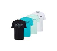 T-Shirt S.OLIVER "T-Shirt Logo T-Shirt 4er Pack", Herren, Gr. M, blau (weiß, türkis, türkis, schwarz), Obermaterial: 100% Baumwolle CO., Shirts T-Shirt (24305454-M) weiß, türkis, türkis, schwarz