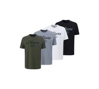 T-Shirt S.OLIVER "T-Shirt Logo T-Shirt 4er Pack", Herren, Gr. S, bunt (weiß, dunkelgrün, hellgrau, schwarz), Obermaterial: 100% Baumwolle CO., Shirts T-Shirt (65336042-S) weiß, dunkelgrün, hellgrau, s