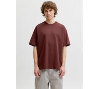T-Shirt JACK & JONES "JJEBARRON TEE SS O-NECK NOOS", Herren, Gr. S, bitter chocolate, Jersey, Obermaterial: 52% Baumwolle, 31% Polyester, 17% Elastomultiester, unifarben, loose fit normal, Rundhals, S