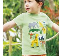 T-Shirt Safari-Tiere Aufnäher grün 92/98