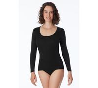 Schiesser Shirt langarm Feinripp rundhals Spenzer schwarz - Luxury für Damen 40