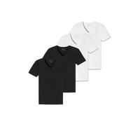 SCHIESSER Herren T-Shirt 4er Pack - Serie "95/5", V-Ausschnitt, S-4XL Schwarz/Weiß 4XL