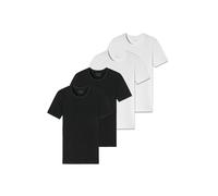 T-Shirt SCHIESSER "T-Shirt 2PACK T-shirt 4er Pack", Jungen, Gr. M, schwarz (schwarz, weiß), Obermaterial: 95% Baumwolle CO. 5% Elasthan EL., Shirts T-Shirt (19494034-M) schwarz, weiß