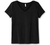 Sheego T-Shirt mit V-Ausschnitt, Rippqualität 48/50 schwarz